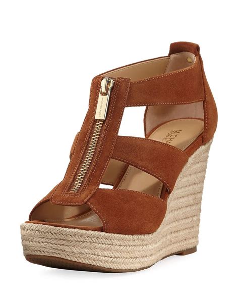 michael kors leather wedge sandal|Michael Kors suede wedge sandals.